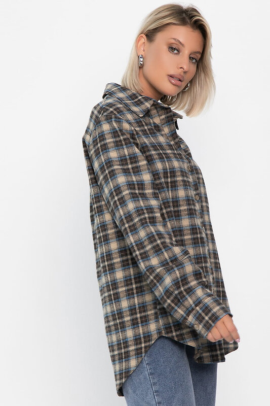 LT Collection Рубашка 555469 Б14136-7М серо-бежевый