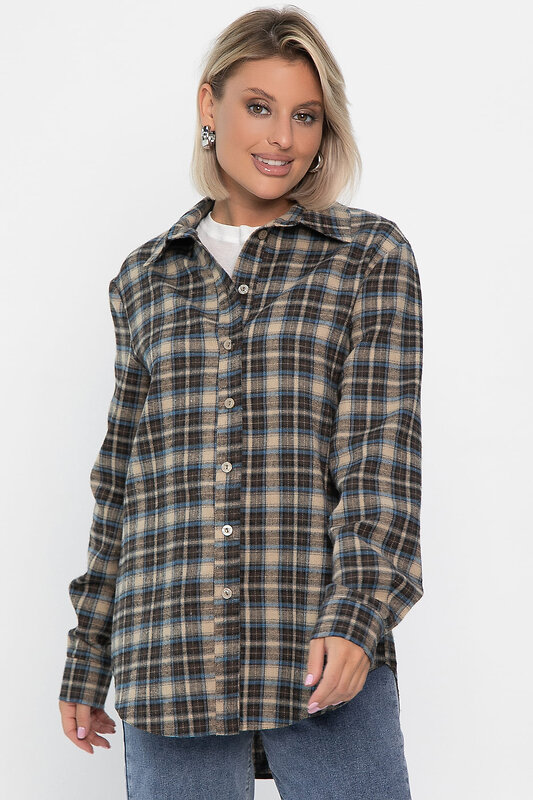 LT Collection Рубашка 555469 Б14136-7М серо-бежевый