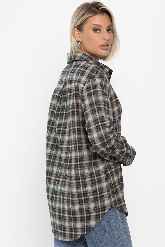 LT Collection Рубашка 555469 Б14136-7М серо-бежевый