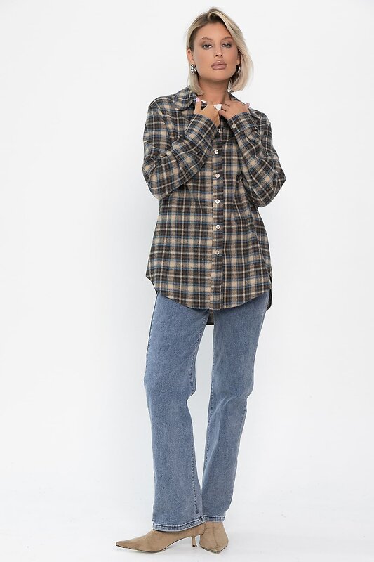 LT Collection Рубашка 555469 Б14136-7М серо-бежевый