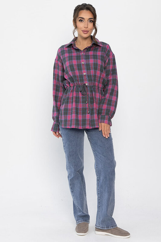LT Collection Рубашка 557671 Б14273-4М розовый/серый