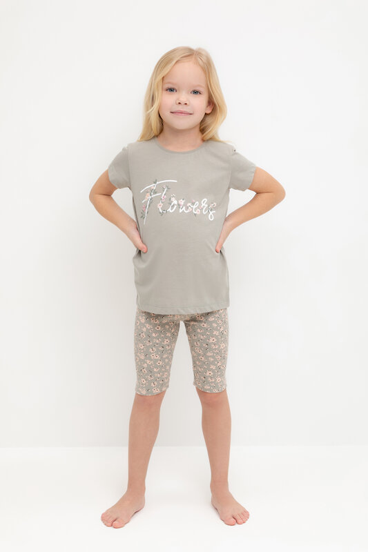 CROCKID Пижама 559504 К 1647-1 пыльно-оливковый, полевые цветы