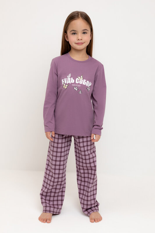 CROCKID Пижама 559516 К 1623 спелый виноград, клетка