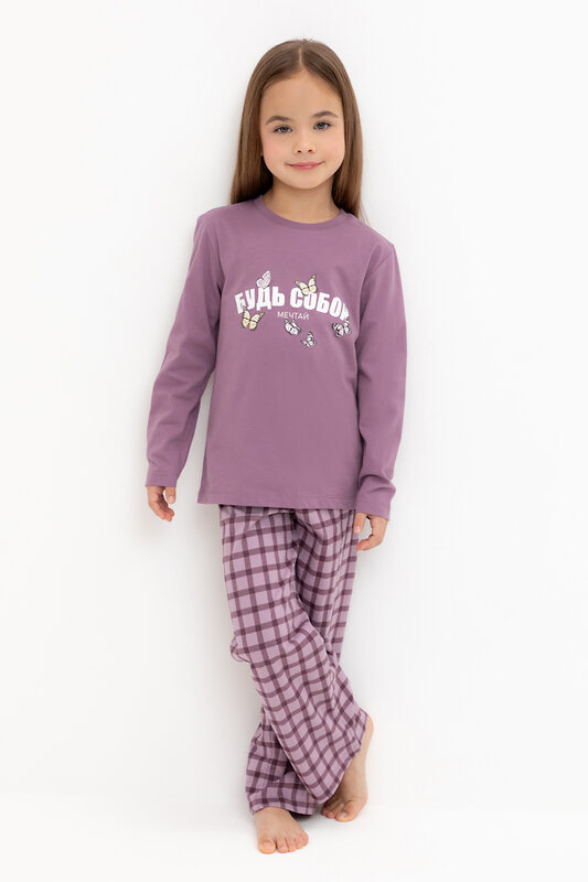 CROCKID Пижама 559516 К 1623 спелый виноград, клетка
