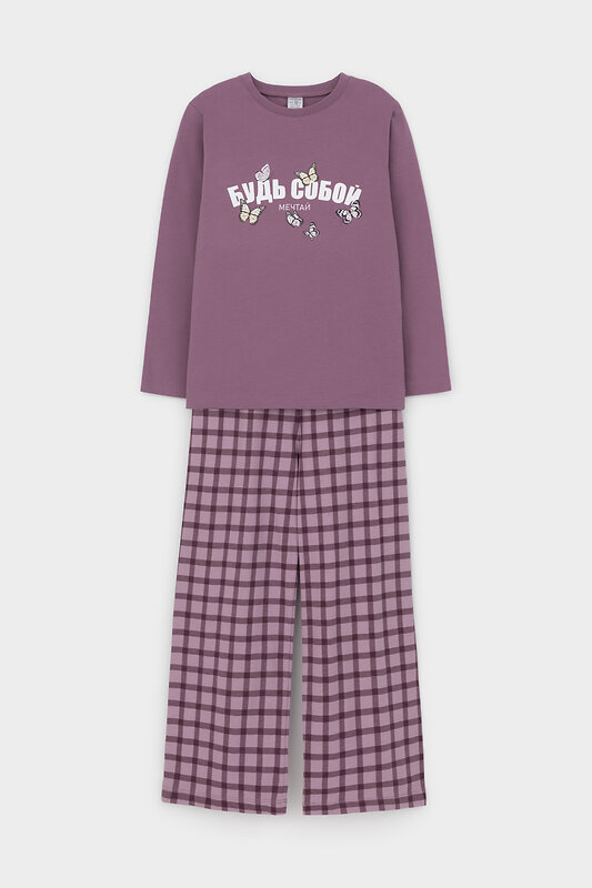 CROCKID Пижама 559516 К 1623 спелый виноград, клетка
