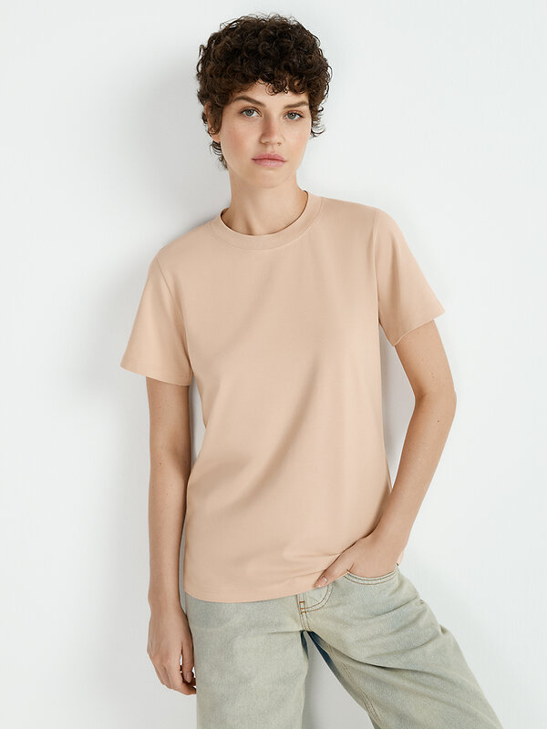Omsa Футболка 561291 OmT_D1203 Футболка женская прямого кроя, CO+EL Beige (Бежевый)