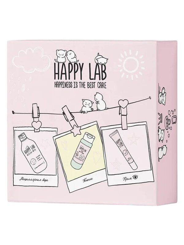 Happy Lab Набор средств для ухода за кожей лица Face Care: Мицеллярная вода, тоник, крем для век, 300 мл, 150 мл, 20 мл 566112 28083