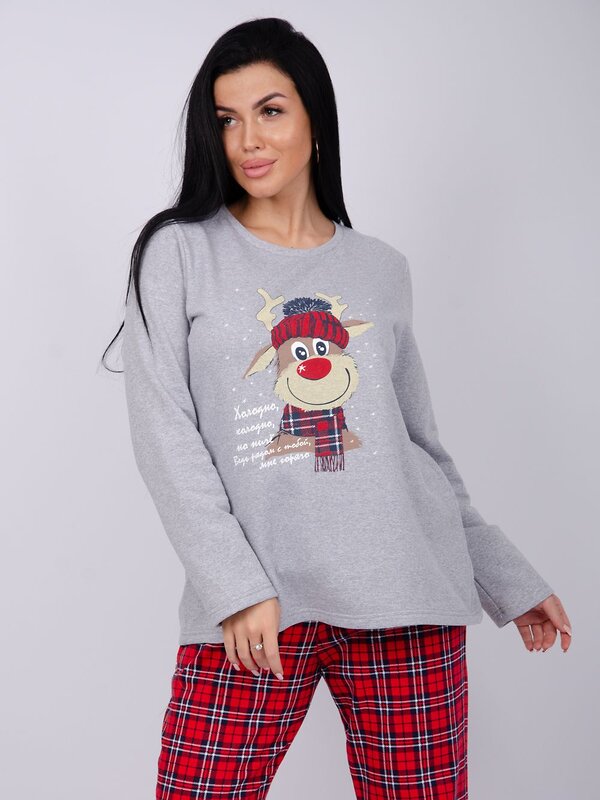 Malina Пижама 567941 3114 светло-серый меланж/красный