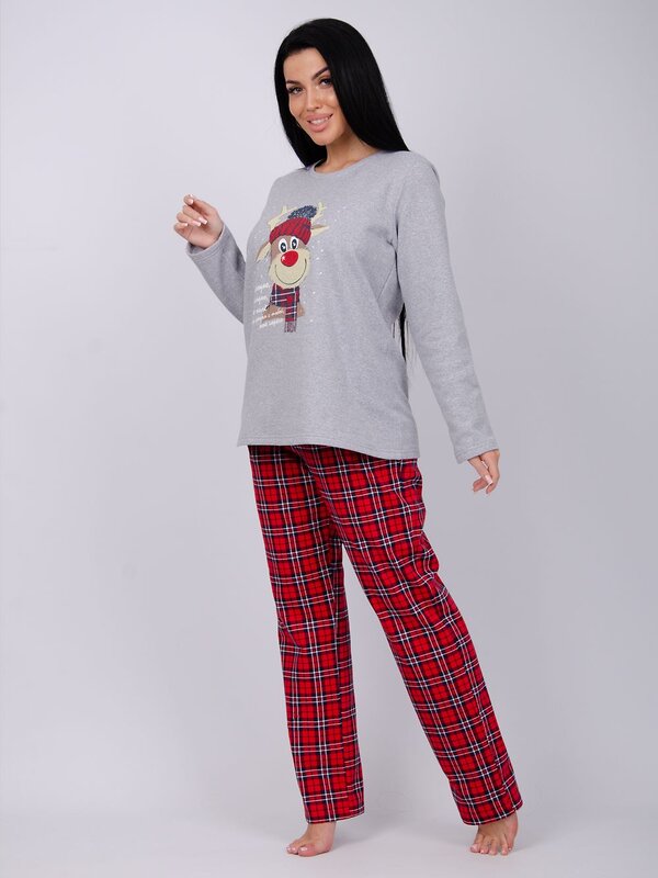 Malina Пижама 567941 3114 светло-серый меланж/красный