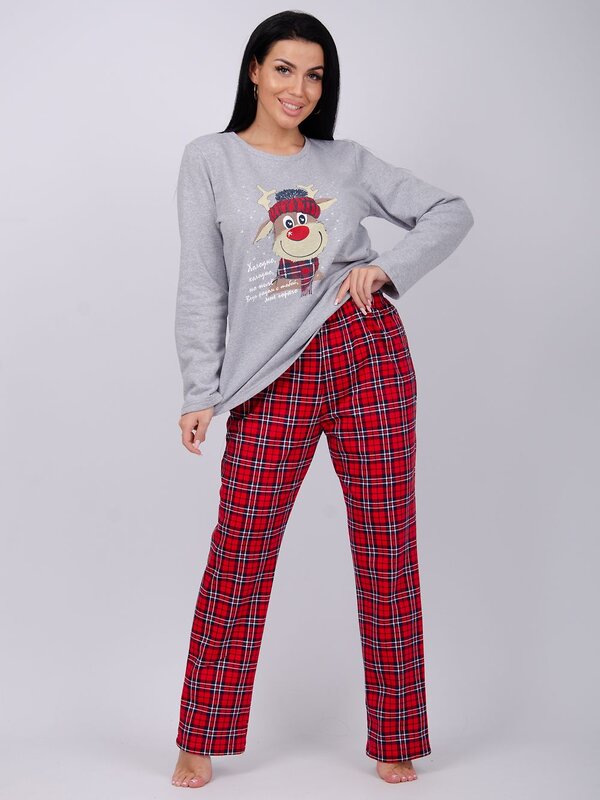 Malina Пижама 567941 3114 светло-серый меланж/красный