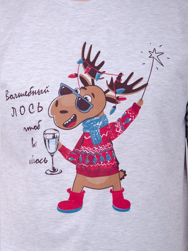 Malina Пижама 568045 3172 светло-серый меланж/зелёный/красный