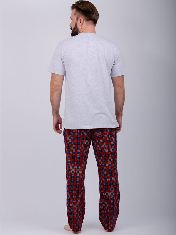 Malina Пижама 568045 3172 светло-серый меланж/зелёный/красный