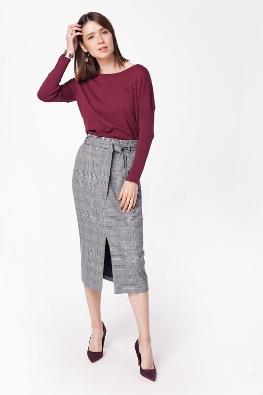 VILATTE Юбка 568104 D26.367 серый-черный