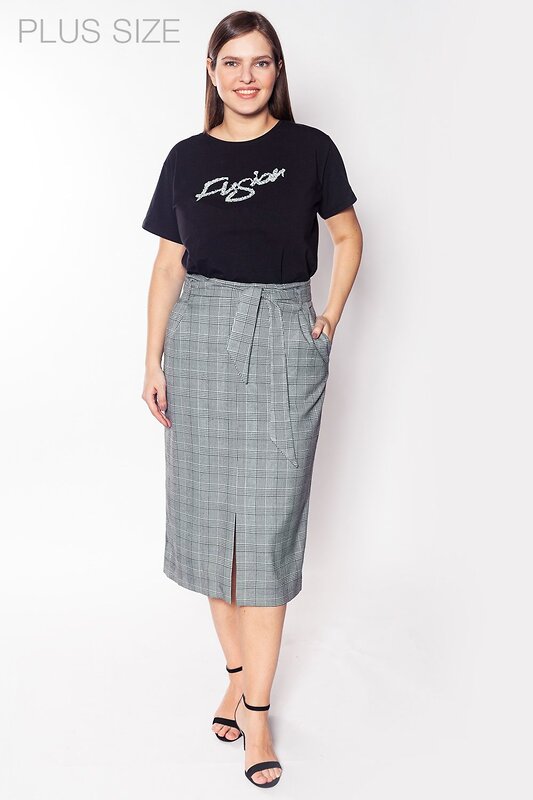 VILATTE Юбка 568104 D26.367 серый-черный