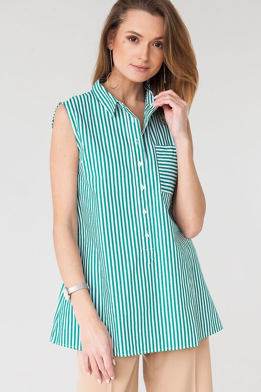 VILATTE Блузка 568106 D29.637 белый-зеленый