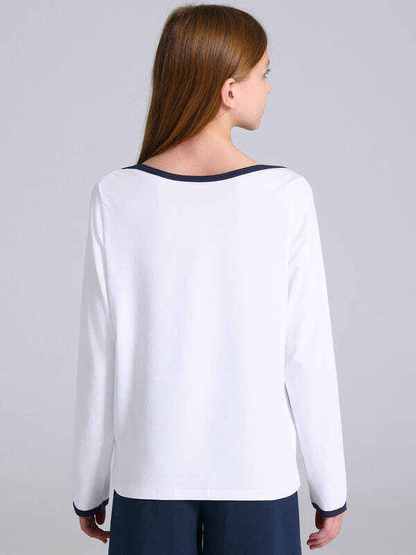 Апрель Лонгслив 568181 1ДДЛД4985804 белый+темно-синий