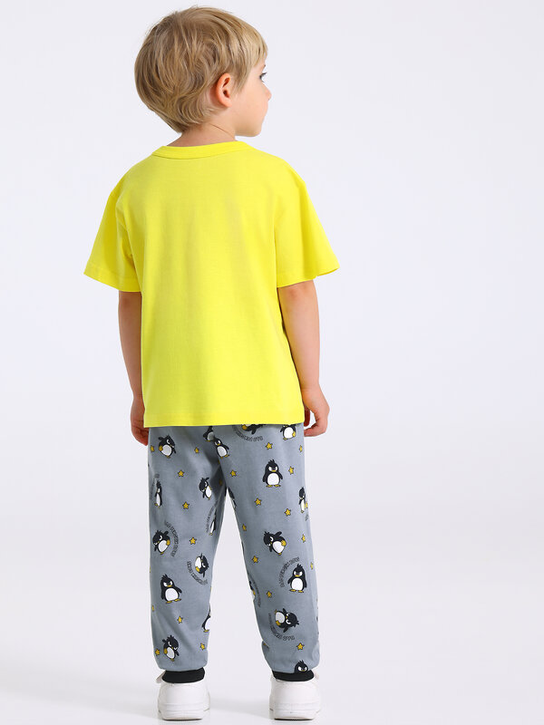 Апрель Комплект 568199 2ПФБ5759001н желтый+пингвины на сером+черный / Сердитый пингвин
