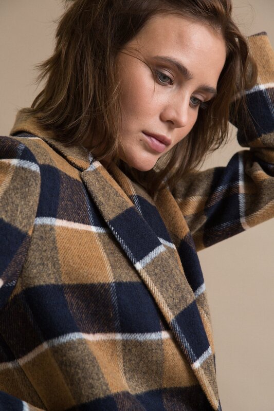 Emka Fashion Пальто 93836 R026/myrmyr коричневый, синий, бежевый