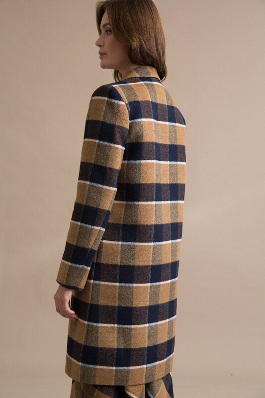 Emka Fashion Пальто 93836 R026/myrmyr коричневый, синий, бежевый