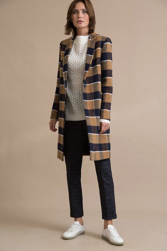 Emka Fashion Пальто 93836 R026/myrmyr коричневый, синий, бежевый