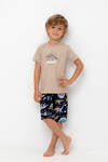 CROCKID Пижама 564962 К 1528 темно-бежевый, цветные динозавры
