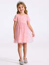 Апрель Платье 568318 1ДПК4068804нгс звездное небо на розовом с глиттером+нежно-розовый
