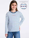 Апрель Лонгслив 569740 1ДДЛД4896001н полоска белый +синий