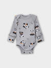 MARK FORMELLE Боди детское 570794 13018-1-2 пандочки на сером +лапки на охре