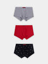 MARK FORMELLE Трусы 574225 411122-3 мелкая набивка на черном +красный +снеговики на сером