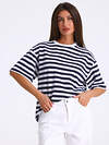 Апрель Футболка 574765 1ЖДФК4660804н полоска темно-синий 16+белый 16+белый