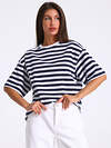Апрель Футболка 574765 1ЖДФК4660804н полоска темно-синий 16+белый 16+белый