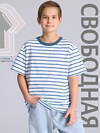 Апрель Футболка 577610 1ПДФК4332001н полоска белый+синий
