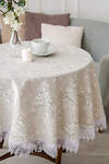 Натали Скатерть 581164 Скатерть Шантильи с кружевом круглая бежевый