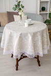 Натали Скатерть 581164 Скатерть Шантильи с кружевом круглая бежевый