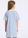Апрель Платье 581655 1ДПК5079001н полоска белый+синий/ Мишка-тедди вышивка