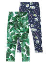 Апрель Легинсы 581664 2ДРЛ5641001н монстера+одуванчики с пушинками на темно-синем
