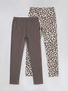 Апрель Легинсы 581666 2ДРЛ5907804н светло-коричневый+коричневый леопард на бежевом