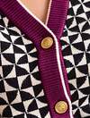 VILATTE Кардиган 582041 D31.132 черный-бежевый, фиолетовый