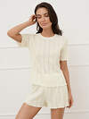 Omsa Пижама 582072 OmD 0260D POINTELLE Пижама женская (Футболка+Шорты с гульфиком), СО Avorio (Молочный)