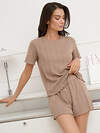 Omsa Пижама 583245 OmD 0260D POINTELLE Пижама женская (Футболка+Шорты с гульфиком), СО Cappuccino (Коричневый)