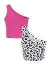 Апрель Топ 583512 2ДНМ5727804н ярко-розовый+черный леопард на белом