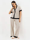 Omsa Пижама 588816 OmD 0244D ALTA MODA Пижама принт. жен. (Рубашка кор.рукав+Брюки прямые), CO Beige (Бежевый)