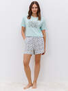 Omsa Пижама 589384 OmD 0234D CONFETTI Пижама женская (Футболка укорочен.+шорты), СО Menta/Multicolor (Мультиколор)
