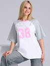 Апрель Футболка 589525 1ЖДФК5037001 белый+светло-серый+светло-розовый