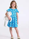 Апрель Платье 589797 1ДПК5118001н белые кролики на бирюзе