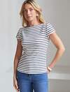 VILATTE Футболка 591690 D49.099 молочный-т.синий полоса
