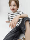 CROCKID Футболка 599698 КР 302978 молочный, тем.серый, полоска 