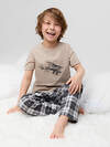 CROCKID Пижама 599941 К 1599 темно-бежевый, клетка таттерсолл