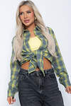 LT Collection Рубашка 602078 Б12546-7 серо-жёлтый.