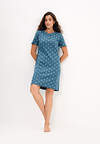 Omsa Сорочка 608720 OmD 0114D POINTELLE PRINT AW26 Сорочка ночная женская (кор.рукав), СО Navy (Синий)